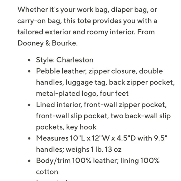 Dooney & Bourke Pebble Grain Leather Charleston Shopper - Midnight Blue - Picture 13 of 13